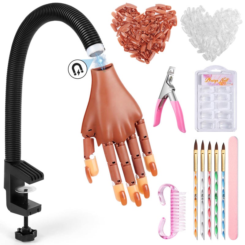 Wilfniee Magnetic Practice Hand for Acrylic Nails Flexible Fake Nail Training Hand Practice  Manicure Hand Practice Kit for Beginners